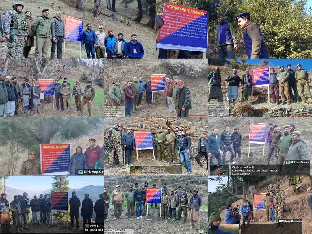 کشتواڑ پولیس نے 11 مفرور دہشت گردوں کی جائیداد کئی قرق